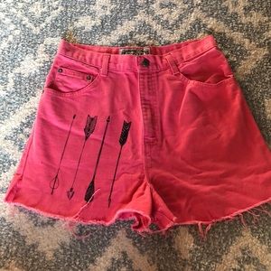 Bonjour (high waist) pink denim shorts